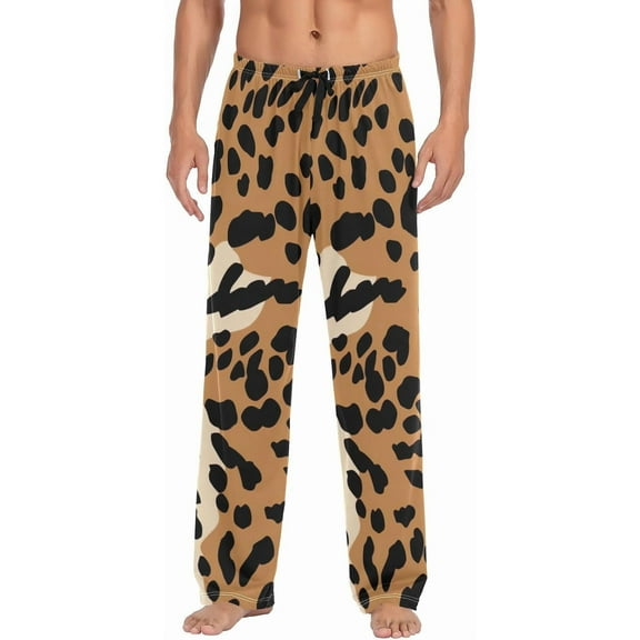 HPINK-T Pajama Pants Mens Lounge Pants Leopard Print Blue Yellow Lightweight Men Pajama Bottoms