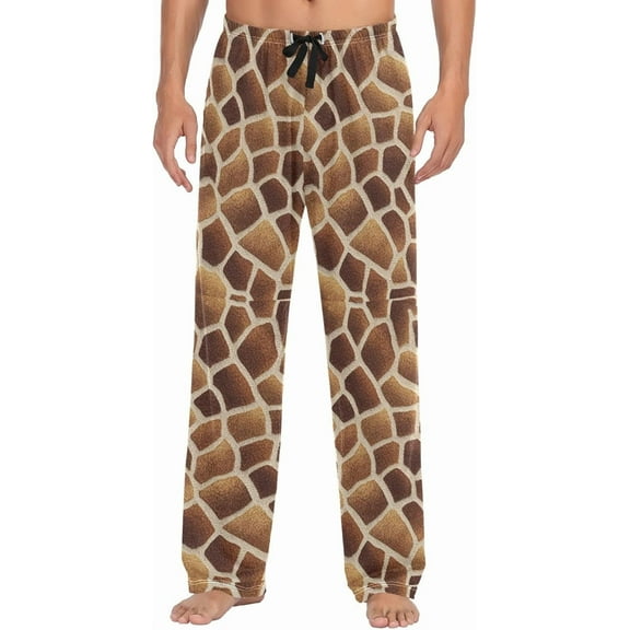 HPINK-T Pajama Pants Watercolor Brown Giraffe Skin Men's Pajama Bottoms Lounge Sleepwear PJs Sleep Pants S