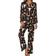 thumbnail image 1 of HPINK-T Pajama Sets for Womens Cowboy Boots Cacti Loose Button Down Long Sleeve Shirts And Pants Set, 1 of 12