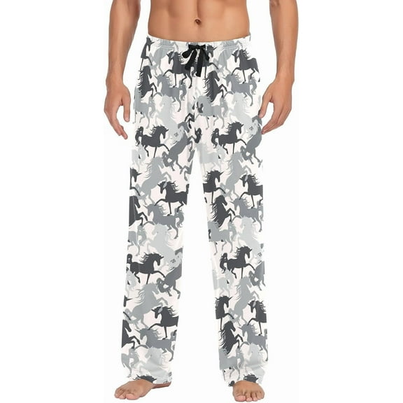 HPINK-T Pajamas Pants for Men Horses Animals Men's Pajama Bottoms 100% Cotton PJ Pants for Mens S-XXL