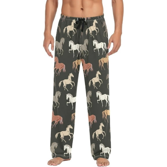 HPINK-T Pajamas Pants for Men Horses Animals Men's Pajama Bottoms 100% Cotton PJ Pants for Mens S-XXL