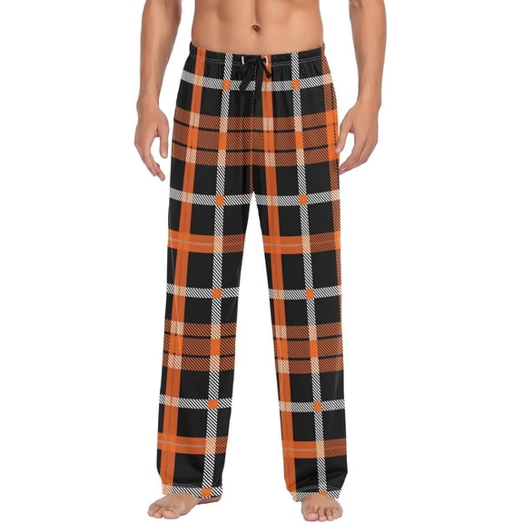 HPINK-T Rainbow Plaid Pajama Pants Mens Lounge Pants Straight-Fit Men Pajama Bottoms