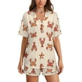 thumbnail image 1 of HPINK-T Sea Creatures Pattern Womens Pajamas Shorts Set 2-pcs Pj Button Down Summer Short Sleeve Sets, 1 of 5