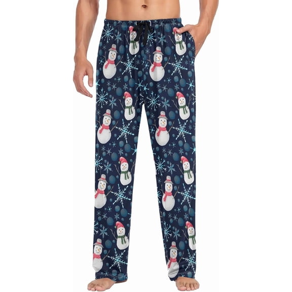 HPINK-T Stylish Men's Pajama Pants 100% Cotton Lounge Soft Warm Sleepwear Pants PJ Bottoms Drawstring and Pockets