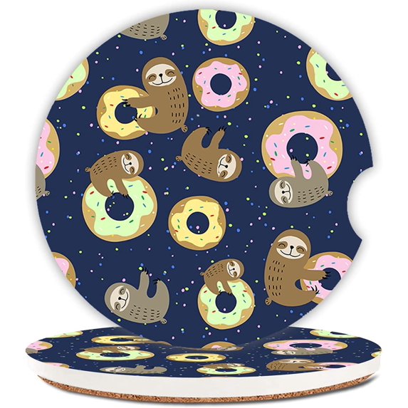 HPINK-T Vintage Baseball Ceramic Cup Holders Car Coasters for Women/Men,Floral Absorbent Drink Cup Car Holder Coasters with A Finger Notch 2.56" Pack of 2