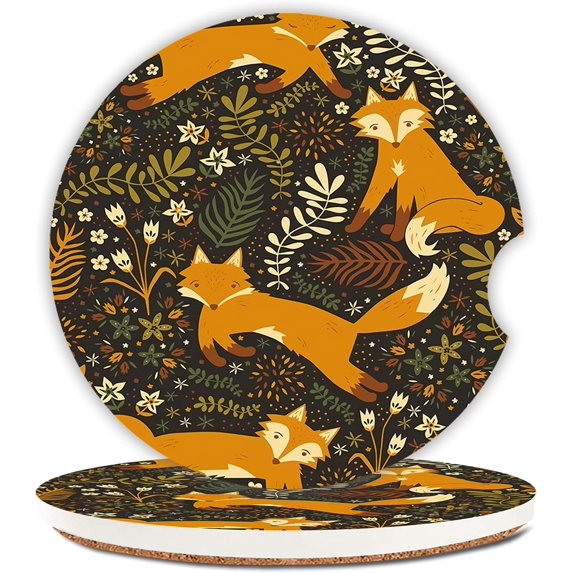 HPINK-T Vintage Baseball Ceramic Cup Holders Car Coasters for Women/Men,Floral Absorbent Drink Cup Car Holder Coasters with A Finger Notch 2.56" Pack of 2