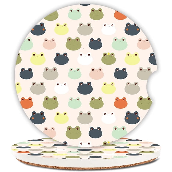 HPINK-T Vintage Baseball Ceramic Cup Holders Car Coasters for Women/Men,Floral Absorbent Drink Cup Car Holder Coasters with A Finger Notch 2.56" Pack of 2