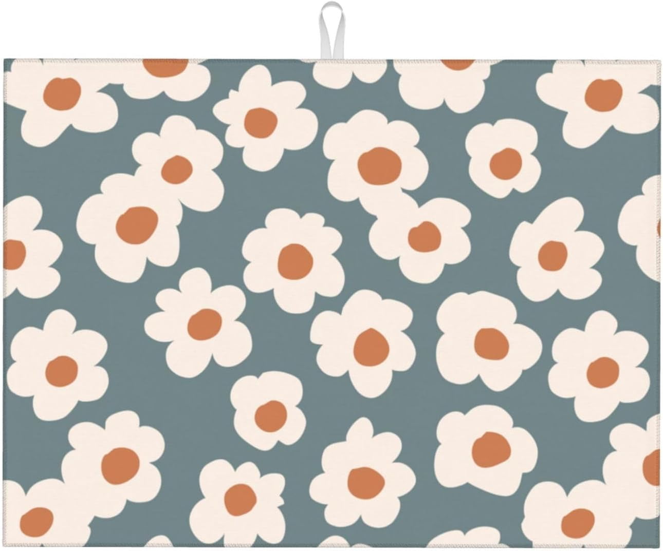 HPINK-T White Daisy Flowers Boho Groovy Dish Drying Mat,Flowers Birds ...