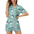 thumbnail image 1 of HPINK-T Women Pajamas Sets Short Sleeve Sleepwear, Soft Satin Button Down Lounge Wear Set 2 Piece Pjs Shorts Set XS-2XL, 1 of 12