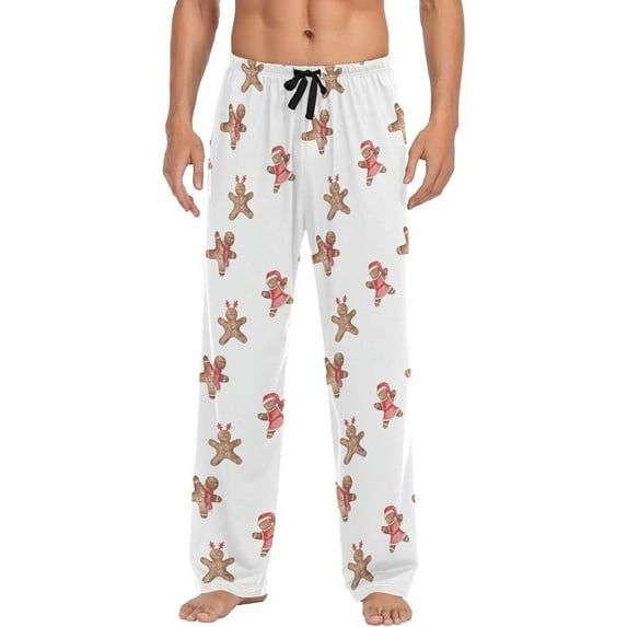 HPINK-T Xmas Brown Gingerbread Pajama Pants for Men Pajama Bottoms Mens Pjs Sleep Lounge Pants with Pockets