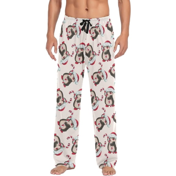 HPINK-T Xmas Candy and Penguin Pajama Pants for Men Pajama Bottoms Sleep Lounge Pjs Pants