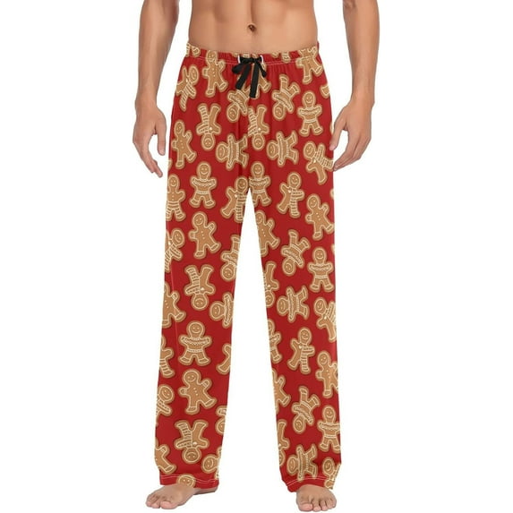 HPINK-T Xmas Gingerbread Men's Pajama Pants Sleepwear Pajama Pant with Pockets Lounge Pajama Bottoms for Men