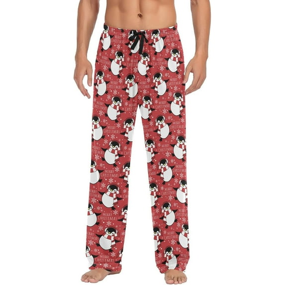 HPINK-T Xmas Penguins Men's Pajama Pants Sleepwear Lounge Pajama Bottoms with Pockets, S M L XL XXL