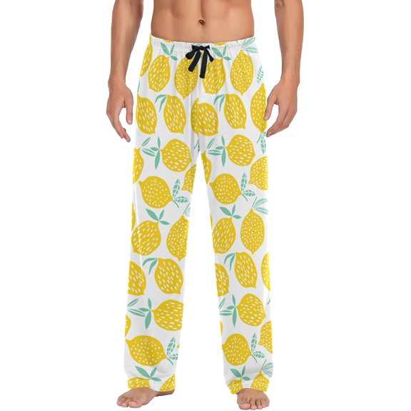 HPINK-T Yellow Lemon Pajama Pants Mens Lounge Pants Straight-Fit Men Pajama Bottoms with Pockets Drawstring