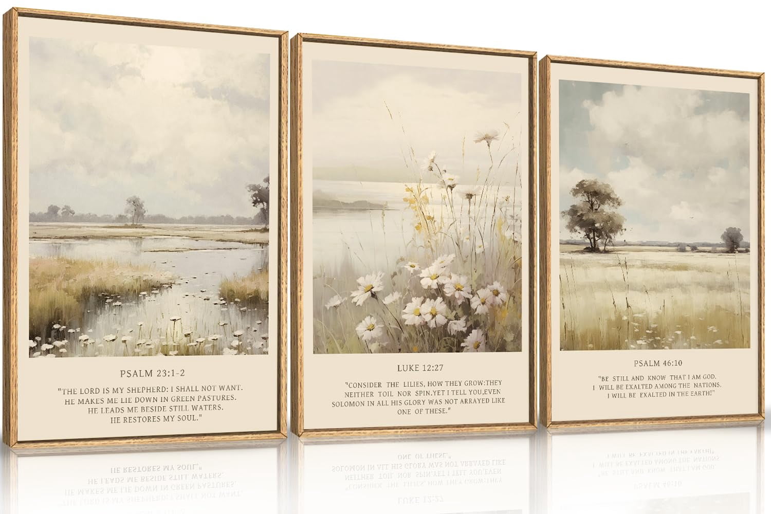 HPINUB Christian Bible Verse Framed Canvas Wall Art Scripture Floral ...