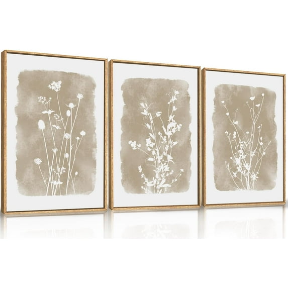 HPINUB Classic Chinoiserie Floral d Canvas Wall Art Set,Watercolor Blue and White Botanical Flowers Wall Decor,Navy Blue Minimalist Wildflower Art Print for Living Room,Bedroom,Office-24x36x3