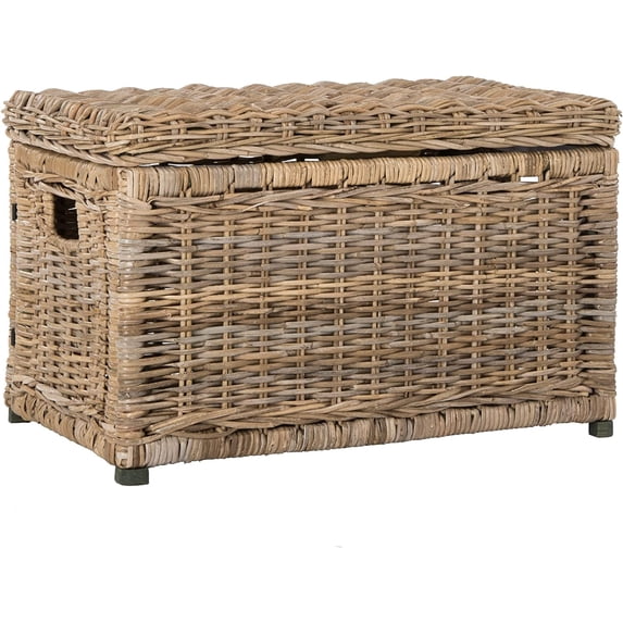 HPM9002B 30" Wicker Storage Trunk, Collapsible for flat storage, Rattan-Kubusoft Gray, Coastal for Office, Dorm Room-LivingRoom, Bedroom, Dining Room, Natural