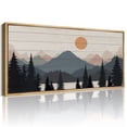 thumbnail image 1 of HPNIUB Boho Mountain Framed Canvas Wall Art Tree Forest Misty Woodland Painting Nature Sunrise Landscape Decor for Living Room Bedroom Office 20x40 Inch, 1 of 9