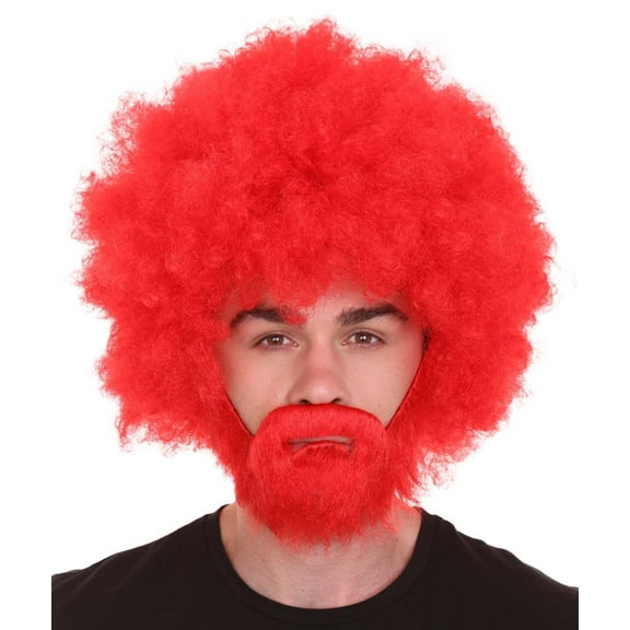 HPO Adult 80's Painter Curly Wig and Beard Set | Easy and Classic Celebrity Costume | Premium Halloween Wig