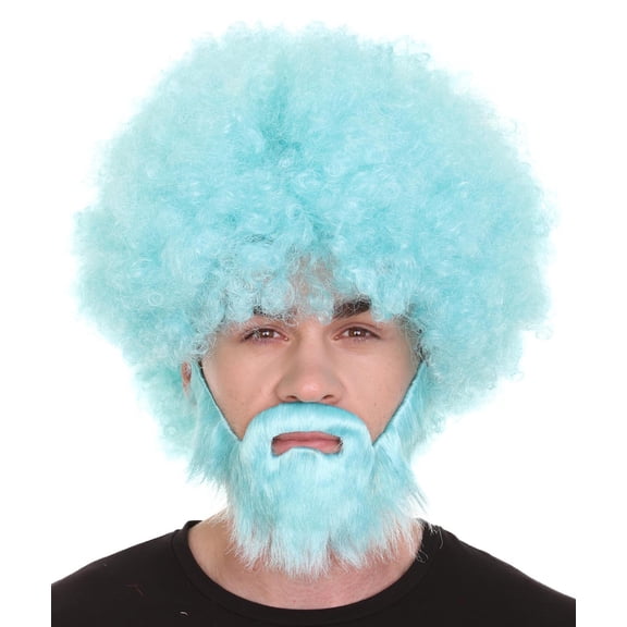 HPO Adult 80's Painter Curly Wig and Beard Set | Easy and Classic Celebrity Costume | Premium Halloween Wig