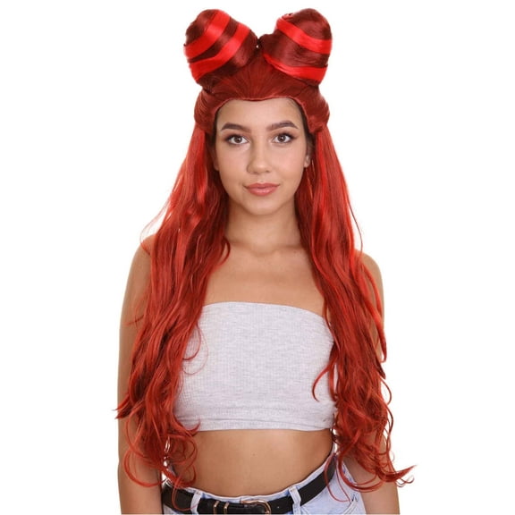 HPO Adult Age Women's Poison Wig, Red Color Cosplay Halloween Wig, Flame-Retardant Synthetic Fiber