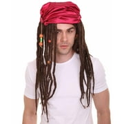 HPO Adult Men s Buccaneer Braided Wig   Long Brown Pirate Costume Hair for Halloween & Cosplay