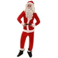 thumbnail image 1 of HPO Adult Classic Santa Claus Suit Costume | 5 Pics Adult Male Christmas Santa Outfit Set, Red, Large, 1 of 7