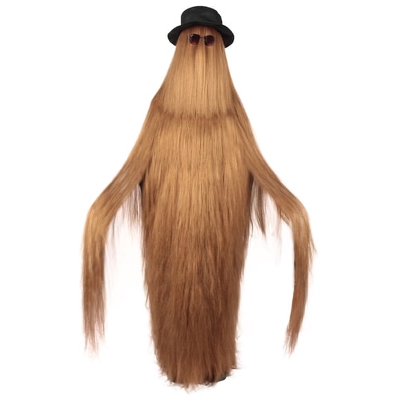 HPO Adult Unisex 71-Inch Long Hair Costume Set – Straight Wig with Hat & Glasses for Halloween