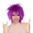thumbnail image 1 of HPO Adult Women's Funky Punk Neon Wig – Neon Purple Synthetic Hair for Halloween & Cosplay Outfits, 1 of 107