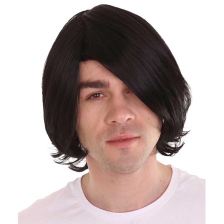 HPO Adult Male Black Color Celebrity Head Wig with Premium Breathable Cap & Best for Halloween, Made of Synthetic Fiber Wig
