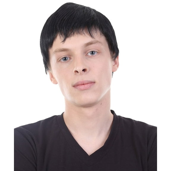 HPO Adult Men Gothic Family Butler Short Black Wig, Best for Cosplay & Halloween Wig, Synthetic Wig