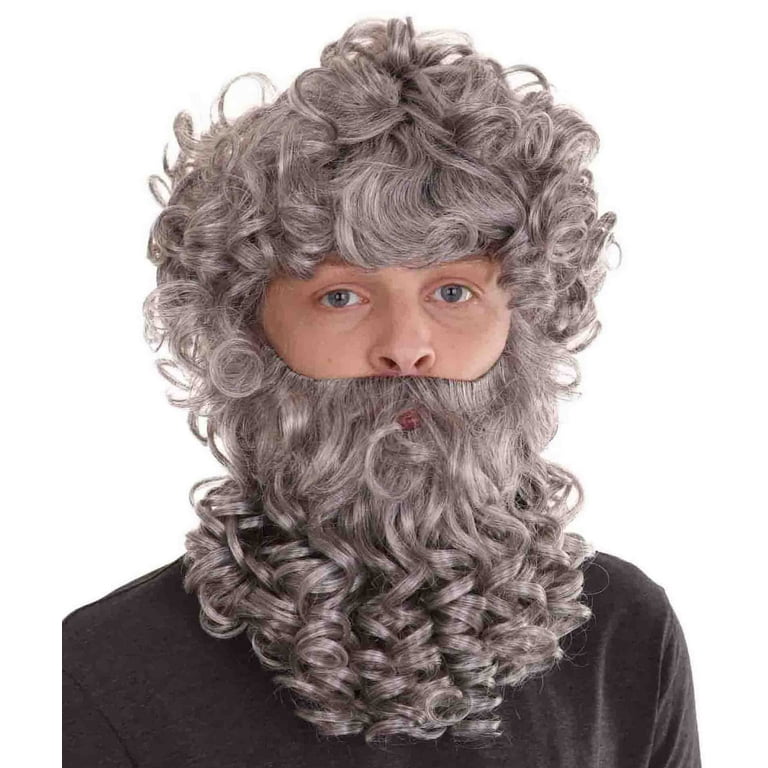 Zeus Wig With Beard Mens Grey Zeus Wig With Beard Mens Grey