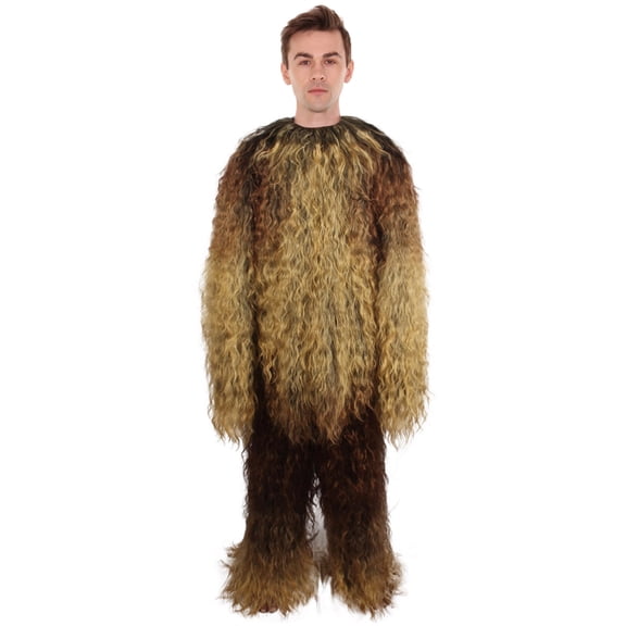 HPO Adult Unisex Hairy Snowman Yeti Costume – Full-Body Faux Fur Jumpsuit for Halloween, Cosplay & Parties