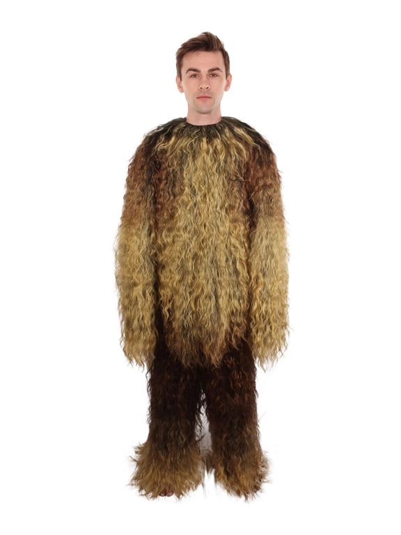 Adult Unisex Hairy Snowman Yeti Costume – Full-Body Faux Fur Jumpsuit for Halloween, Cosplay & Parties