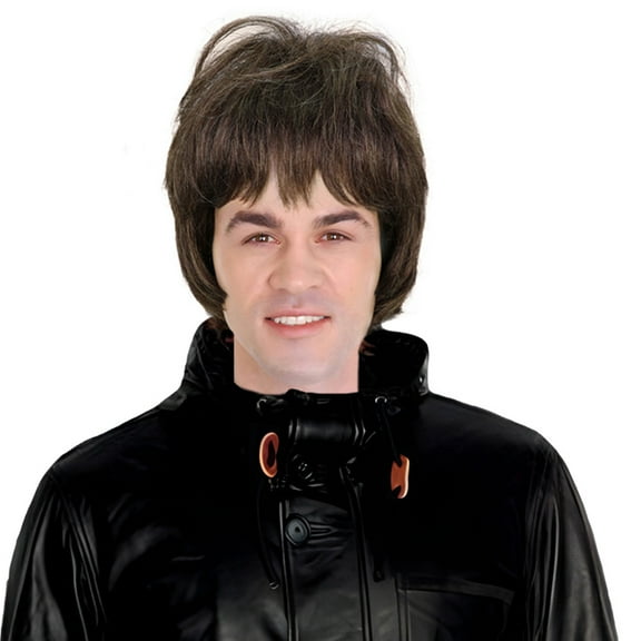 HPO Adult Mens 80s Rock Star Fancy Short Wavy Brown Wig  Synthetic Fiber Costume Wig for Cosplay, Concerts & Parties