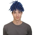 thumbnail image 1 of HPO Adult Men’s American Rapper Dark Blue Dreadlock Updo Wig, Non-flammable Synthetic Fiber Wig, 1 of 8