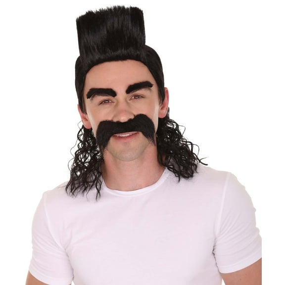 HPO Adult Men's Animated Movie Supervillain Long Wig with Eyebrows & Mustache| Best for Halloween