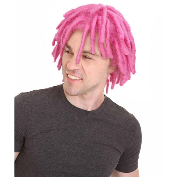 HPO Adult Mens Animated Sci-Fi Series Pink Ponytail Halloween Wig, Flame-retardant Synthetic Fiber