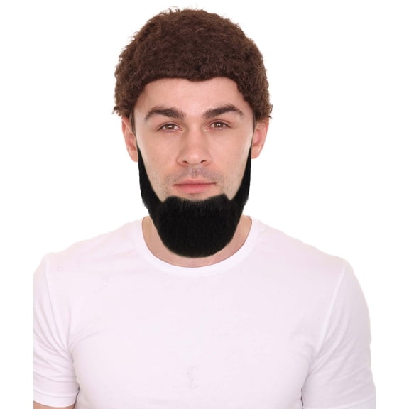 HPO Adult Mens Black Fake Mustache Synthetic Fiber Facial Hair for Cosplay & Halloween Outfits