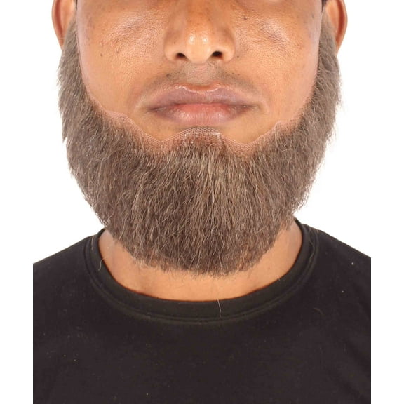 HPO | Adult Men's Brown Color Chin Curtain Full Beard | Synthetic Fake Beard