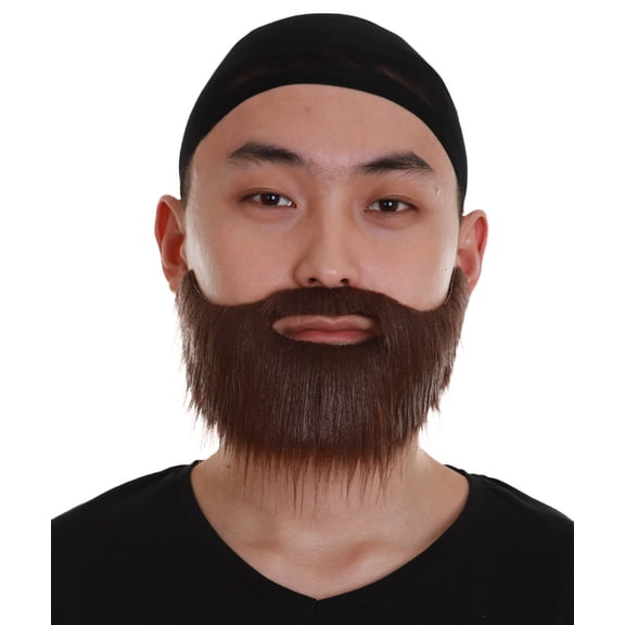HPO Adult Men’s Brown Color Fake Mustache – Synthetic Fiber Facial Hair for Cosplay & Halloween Outfits