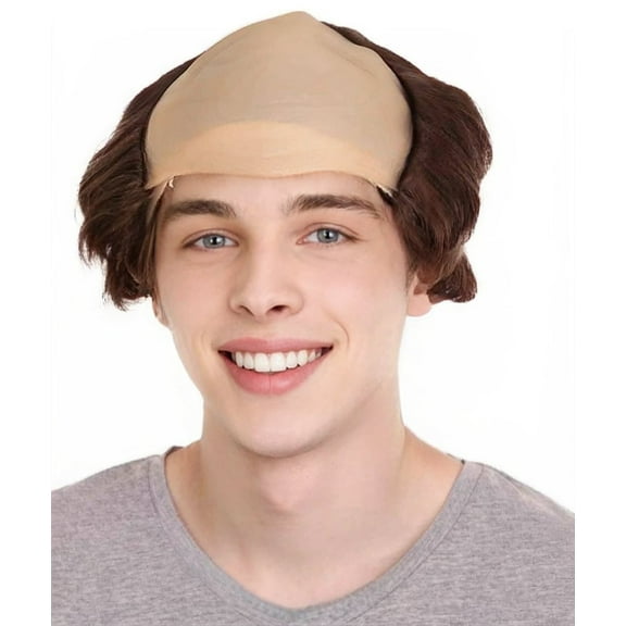 HPO Men's Balding Friar Father Wig for Adults – Brown Costume Hair for Halloween Cosplay