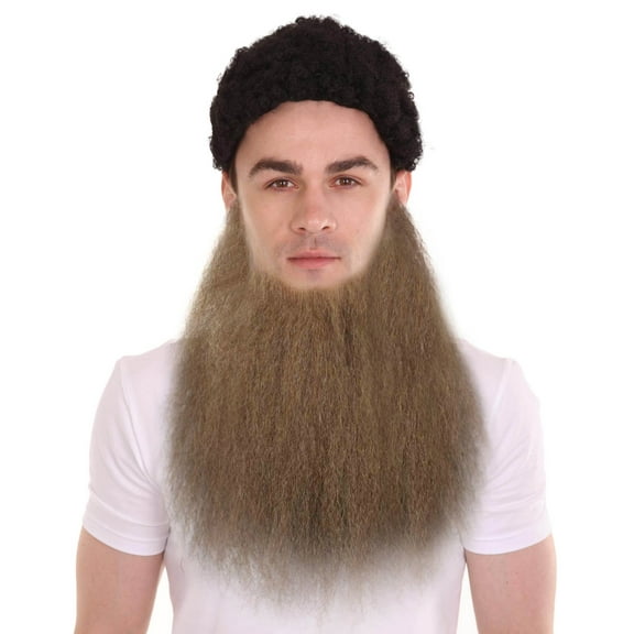 HPO Adult Mens Brown Fake Mustache  Synthetic Fiber Facial Hair for Cosplay & Halloween Outfits