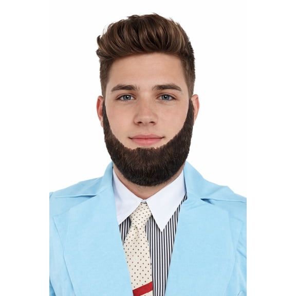 HPO Adult Men's Chin Curtain Style Long Beard Set | Black Color Synthetic Fiber