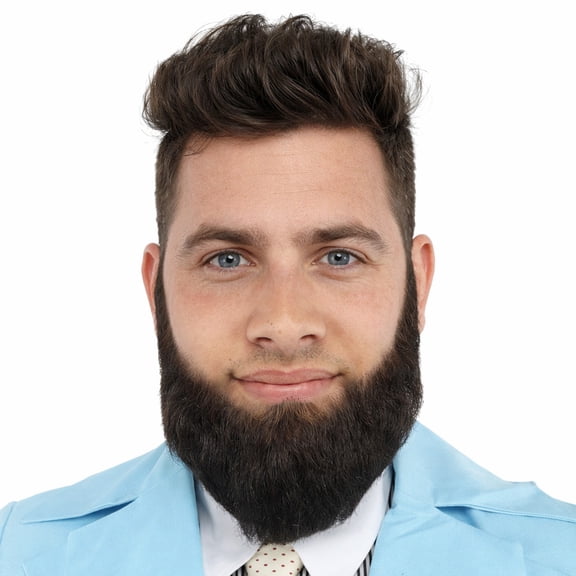 HPO Adult Men's Chin Curtain Style Long Beard Set Black Color