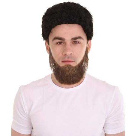 HPO Adult Men's Chin Curtain Style Long Beard Set Brown Cosplay Beard | Brown Cosplay Synthetic Fiber