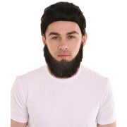 HPO | Adult Mens Chin Curtain Style Long-length Beard Set| Black Color