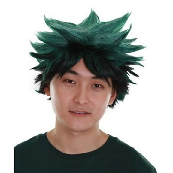 Men's Dark Green Spiked Cosplay Wig Synthetic Anime Wig for Halloween Party