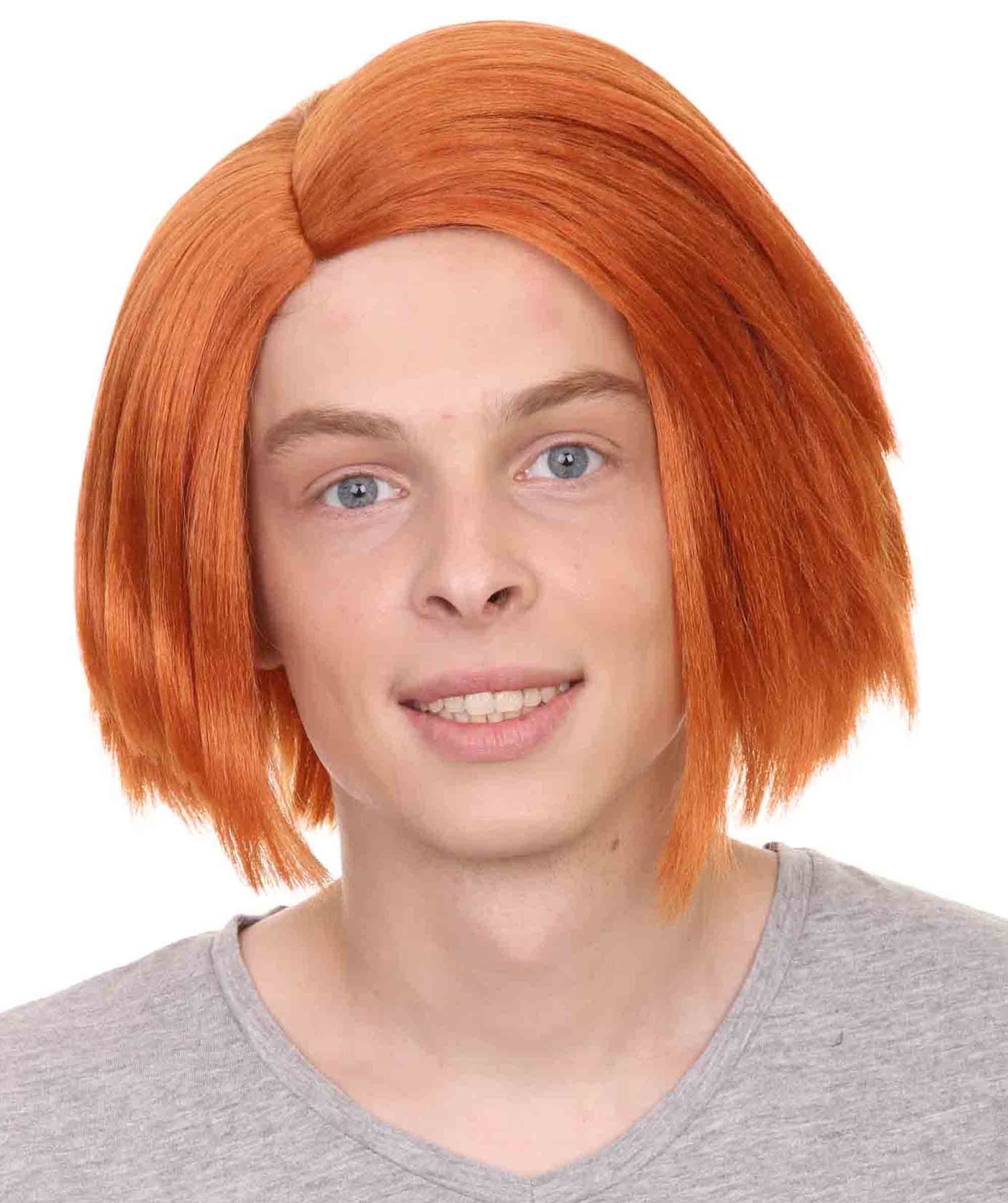 HPO Adult Men's Evil Doll Play Wig | Orange Color | Premium Halloween for Fiber Wig