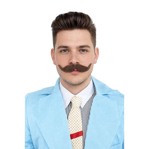 HPO Adult Men's Fake Imperial Human Hair Moustache | Brown Colour Options